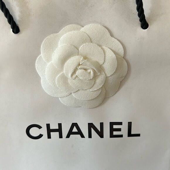 Small Chanel 🇫🇷 Shopping 🛍️ Bag 💼 Channel ribbon 🎀 tied to braided handle. - Picture 3 of 17